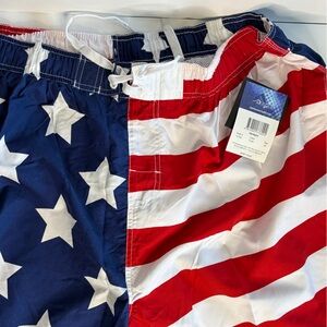 NWT Kanu Surf Red, White, and Blue Americana Swim Trunks